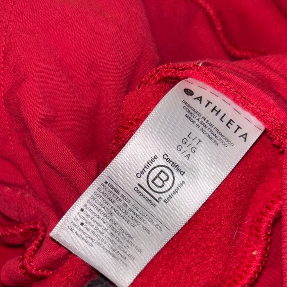 🌸Athleta Retroplush Revive Hoodie Sweatshirt large TALLClover Berry Red S/659268 - Picture 2 of 6